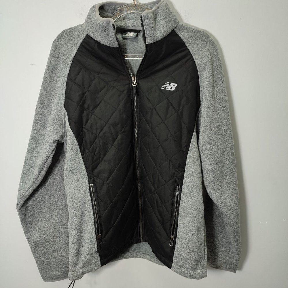 new balance fleece gray and black jacket size m